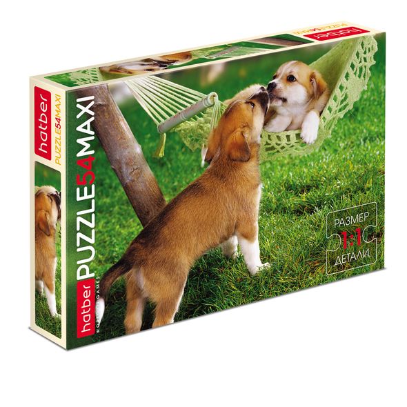 ПАЗЛЫ-ИГРА 54 элемента А3ф 400х280мм MAXI-Два щенка- , 